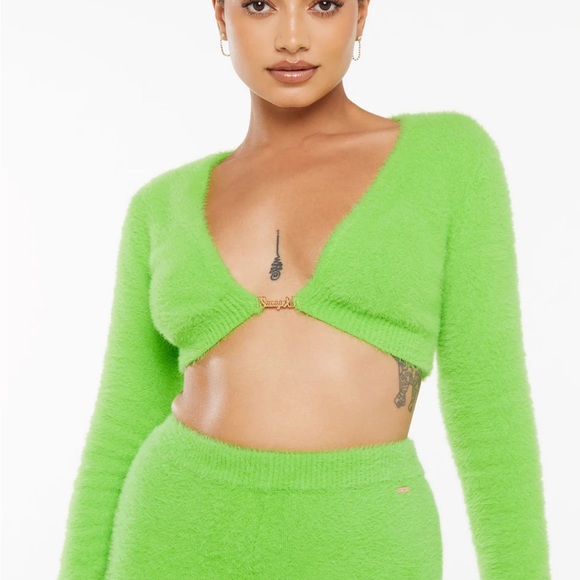 Bright green crop sweater! Super cozy! Brand new with tags. - Picture 3 of 3